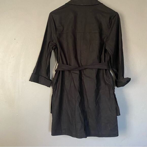 ZARA Belted Linen Jacket Dress Safari Black Matrix Trench Utility Size XS S - Picture 4 of 11
